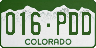CO license plate 016PDD
