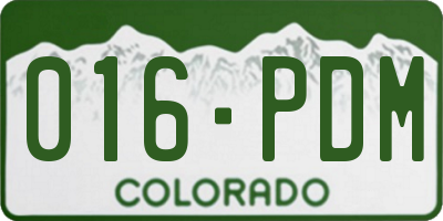 CO license plate 016PDM