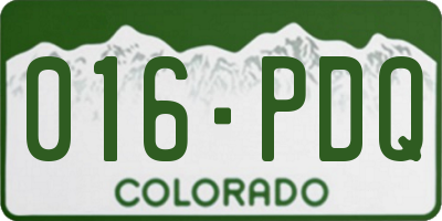 CO license plate 016PDQ