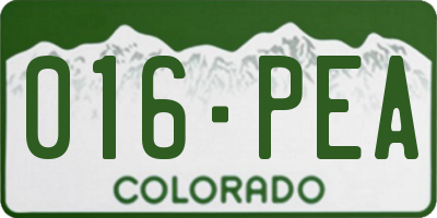 CO license plate 016PEA