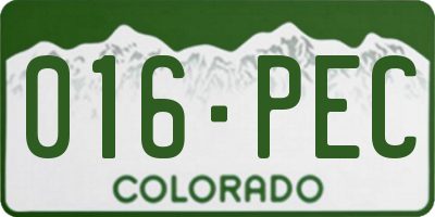 CO license plate 016PEC