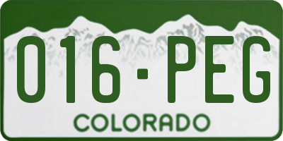 CO license plate 016PEG