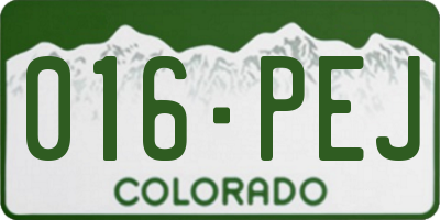 CO license plate 016PEJ