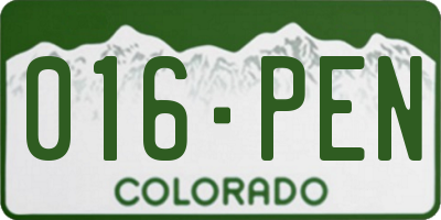 CO license plate 016PEN