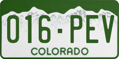 CO license plate 016PEV