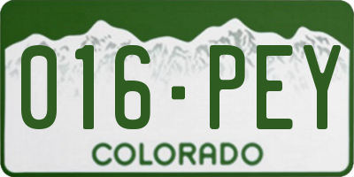CO license plate 016PEY