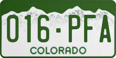 CO license plate 016PFA