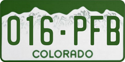 CO license plate 016PFB