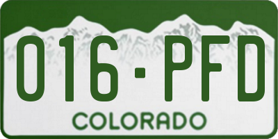 CO license plate 016PFD