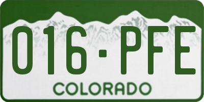 CO license plate 016PFE