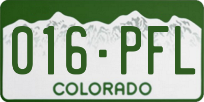 CO license plate 016PFL