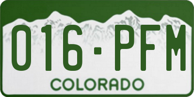 CO license plate 016PFM