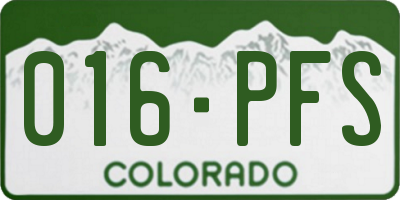 CO license plate 016PFS