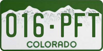 CO license plate 016PFT