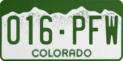 CO license plate 016PFW