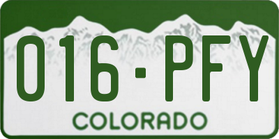 CO license plate 016PFY