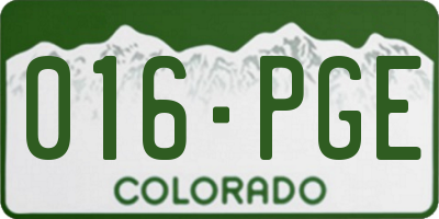 CO license plate 016PGE