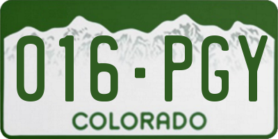 CO license plate 016PGY