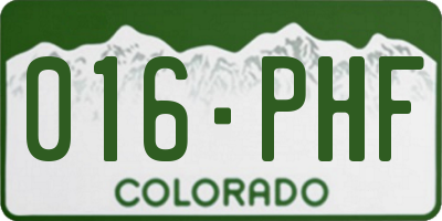 CO license plate 016PHF