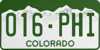 CO license plate 016PHI