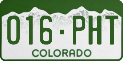 CO license plate 016PHT