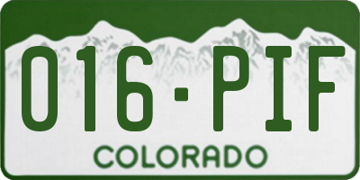 CO license plate 016PIF
