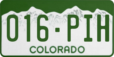 CO license plate 016PIH