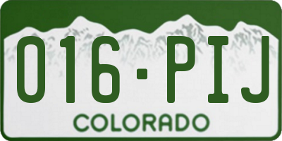 CO license plate 016PIJ
