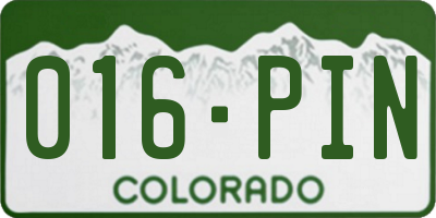 CO license plate 016PIN