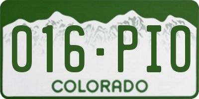 CO license plate 016PIO