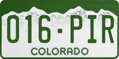 CO license plate 016PIR