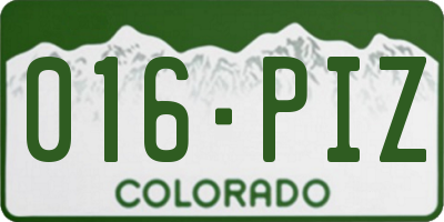 CO license plate 016PIZ