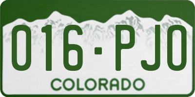 CO license plate 016PJO