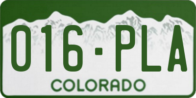 CO license plate 016PLA