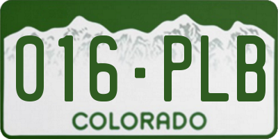 CO license plate 016PLB