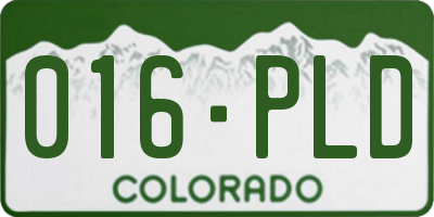 CO license plate 016PLD