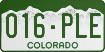 CO license plate 016PLE