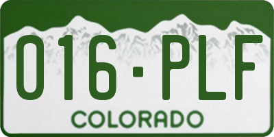 CO license plate 016PLF