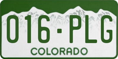 CO license plate 016PLG
