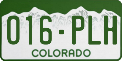 CO license plate 016PLH