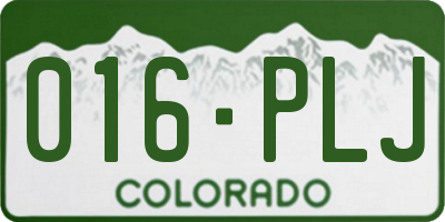 CO license plate 016PLJ