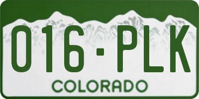 CO license plate 016PLK