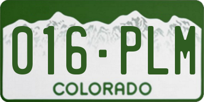 CO license plate 016PLM