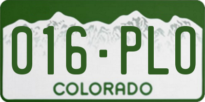 CO license plate 016PLO