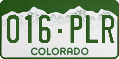 CO license plate 016PLR