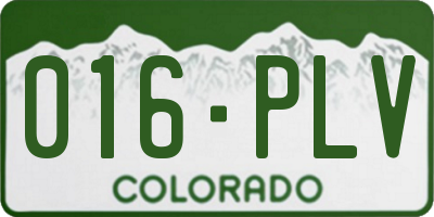 CO license plate 016PLV