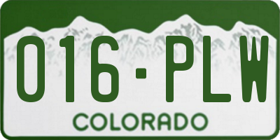 CO license plate 016PLW