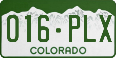 CO license plate 016PLX