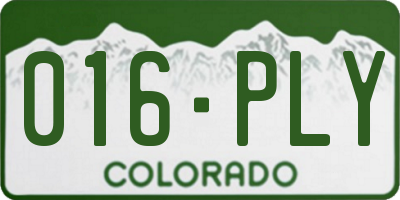 CO license plate 016PLY