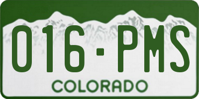 CO license plate 016PMS